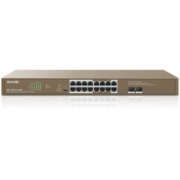 Tenda 16 Port PoE Switch – TEG1118P-16-250W, 10/100/1000 Mbps